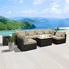 Patio Furniture Sectional Sofa with Gas Fire Pit Table Outdoor Patio Furniture Sets Propane Fire Pit