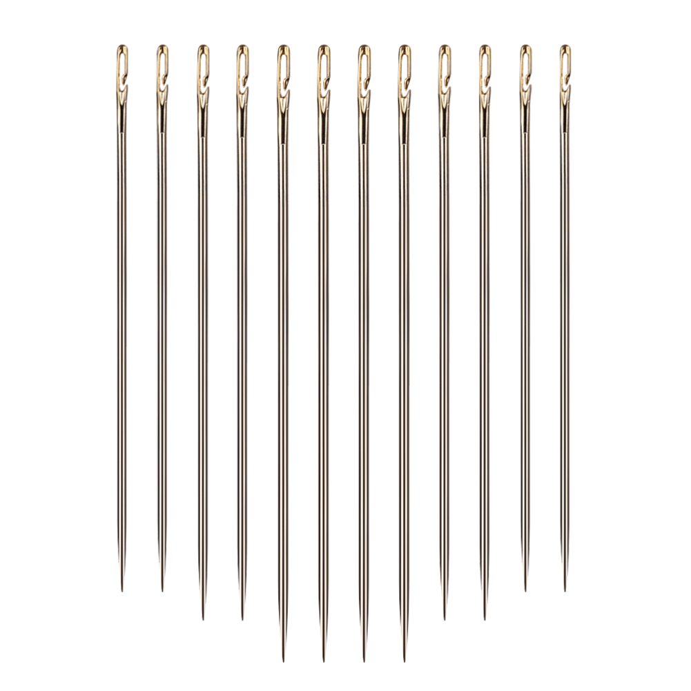 12pcs Stainless Steel Sewing Needles Set Self-Threading Embroidery Tools