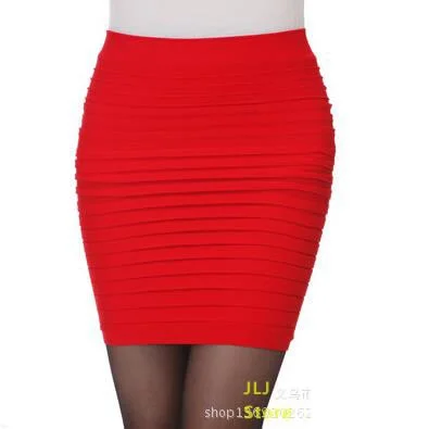 CUHAKCI Summer Skirts Sexy Short Ladies Skirt High Waist A-Line Skirts High Elastic Black Red Pleated Skirt Candy Colors