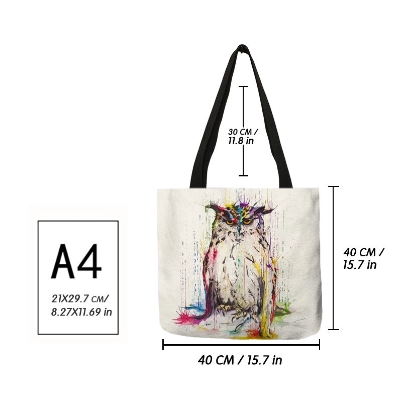 3 Pieces Women’s Medium Polyester Bird Basic Square Open Shopping Bags