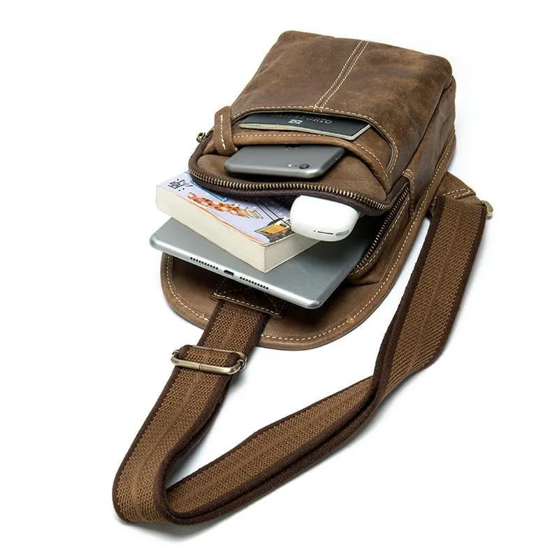 Casual Fashionable Leather Crossbody Packs Chest Bag For Men