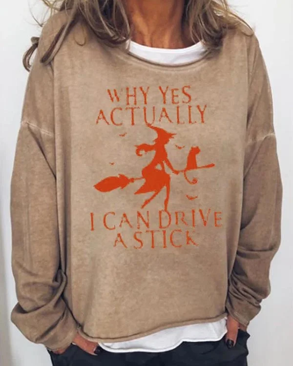 Women's Halloween Alphabet Print Long Sleeve Top