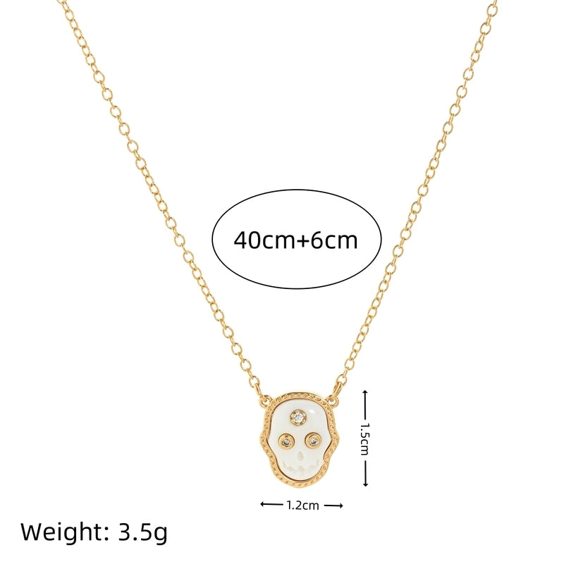 Copper Gold Plated Inlay Pumpkin Skull Resin Jewelry Set