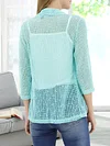Vibrant V-Neck Crochet Cardigan - Elegant 3/4 Sleeve Mesh Slim Fit, Breathable, Casual, Comfortable, Women's Fashion Clothing for Daily Wear