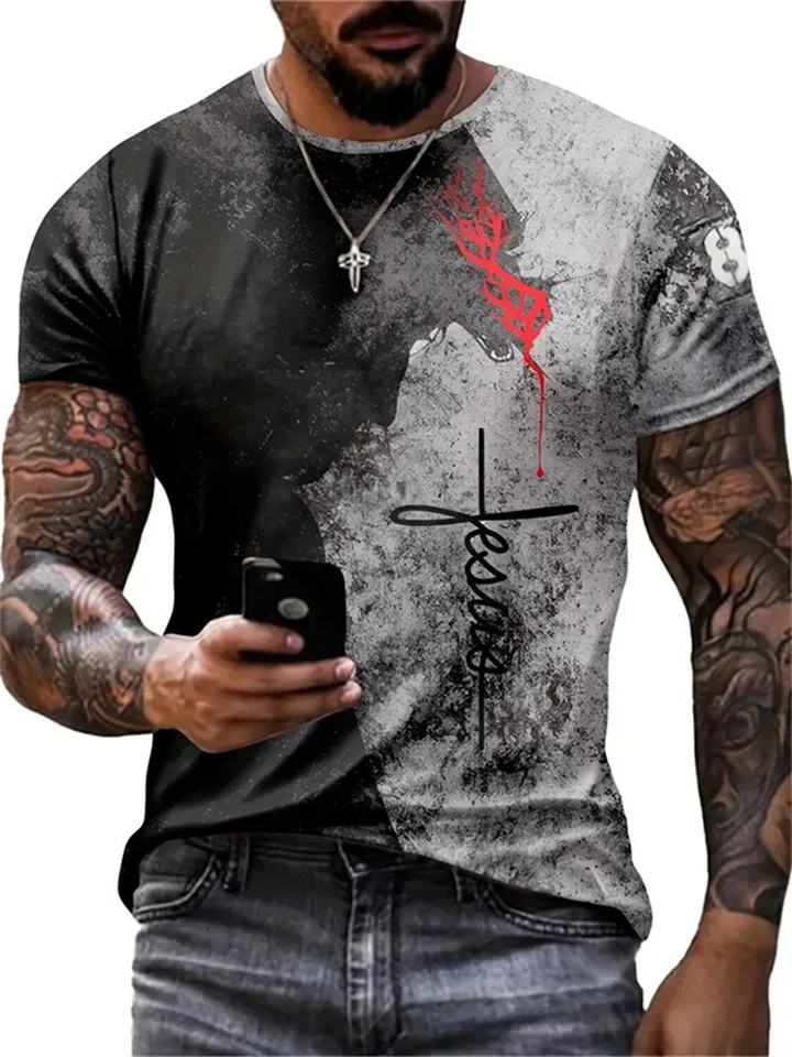 Men's Round Neck Short Sleeve Summer Men's 3D Printing Short Sleeve T-shirt