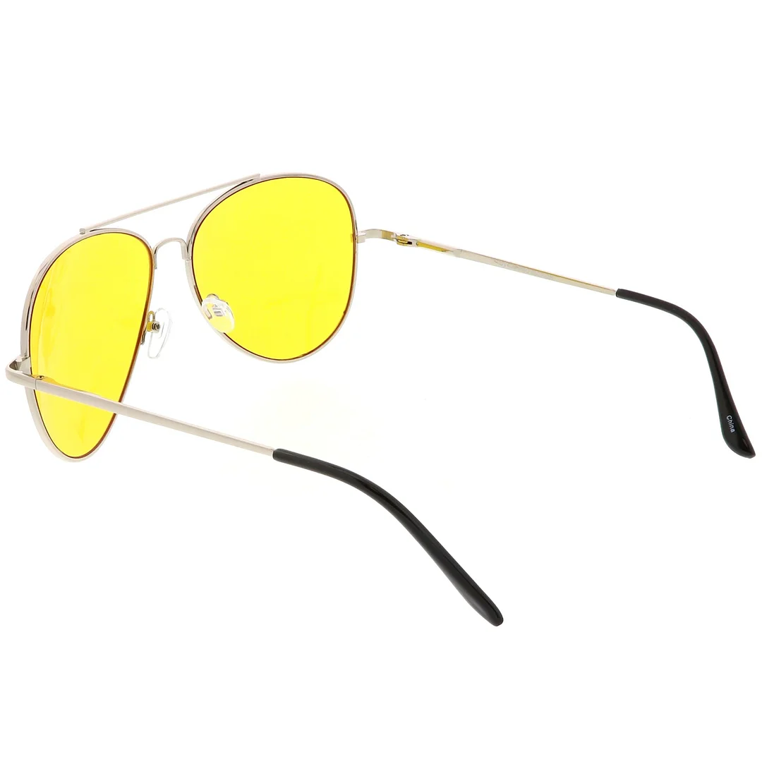 Large Classic Night Driving Aviator Sunglasse With Yellow Tinted Lens 61mm
