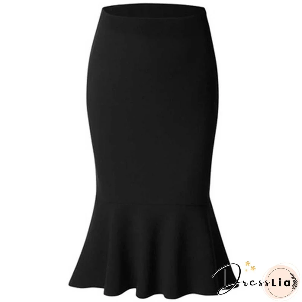 Summer Fishtail Skirt Lady High Waist Mermaid Skirt Solid Color Office Wear Skirts Women Fashion Plus Size Skirts