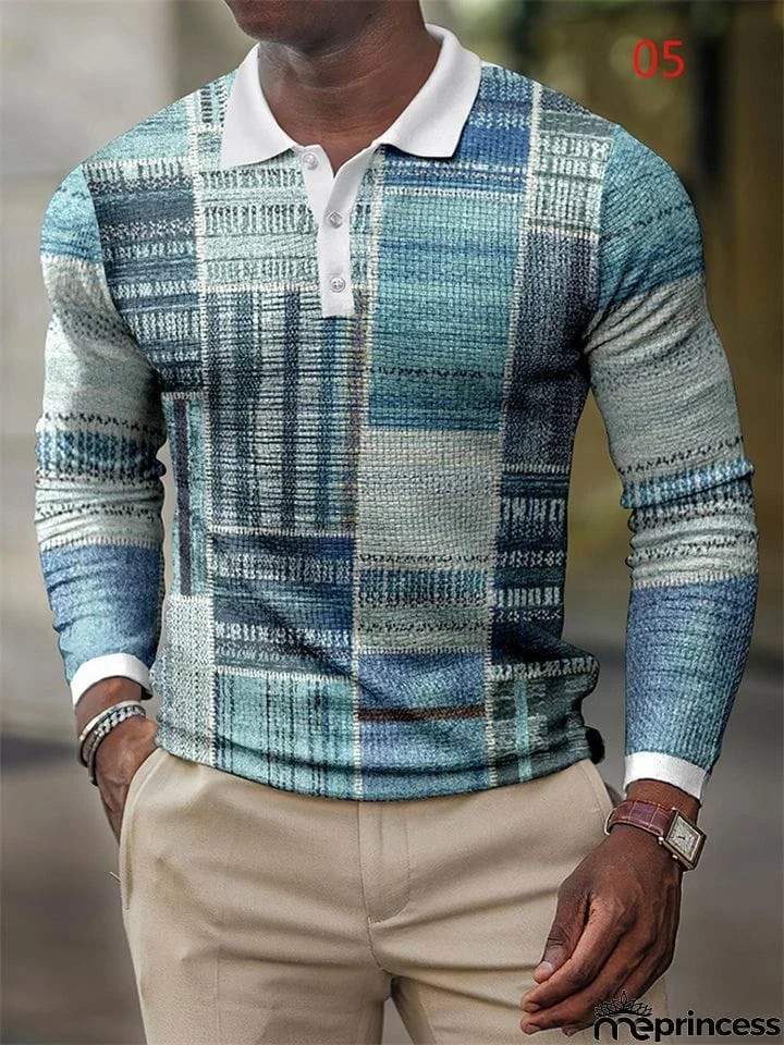 Vintage Fashion Men's Long Sleeve Polo Shirts