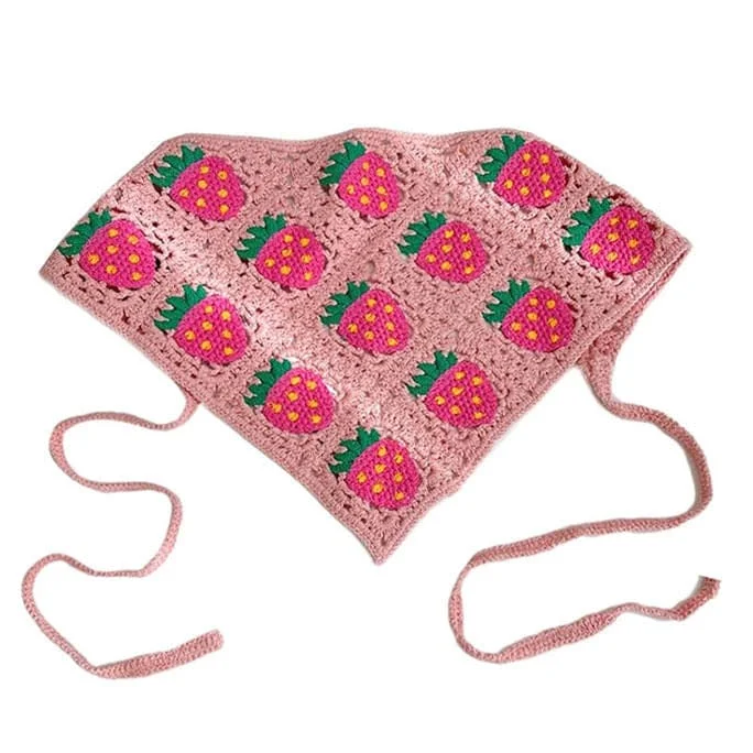 Strawberry Knit Hair Scarf