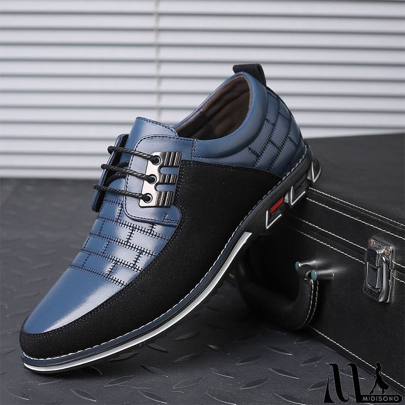 MidiSono - Men's Lace Up Microfiber Leather Shoes