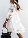 Gauze Three-Quarter Sleeves Mini Dress