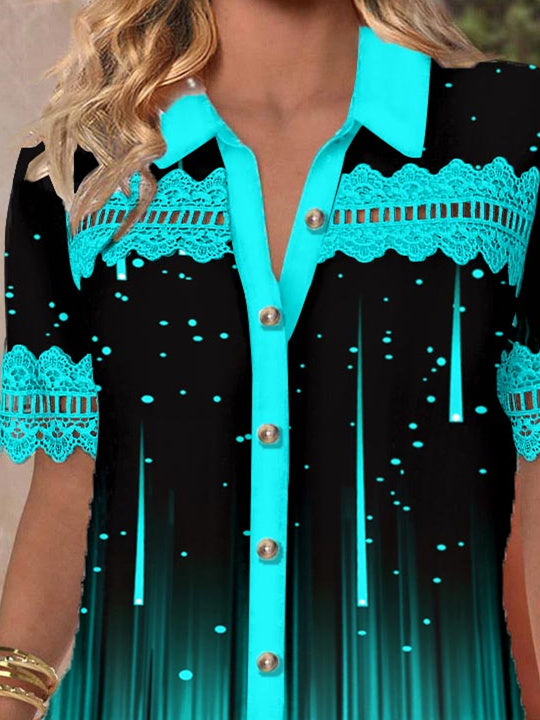 Women Half Sleeve V-neck Solid Color Dress