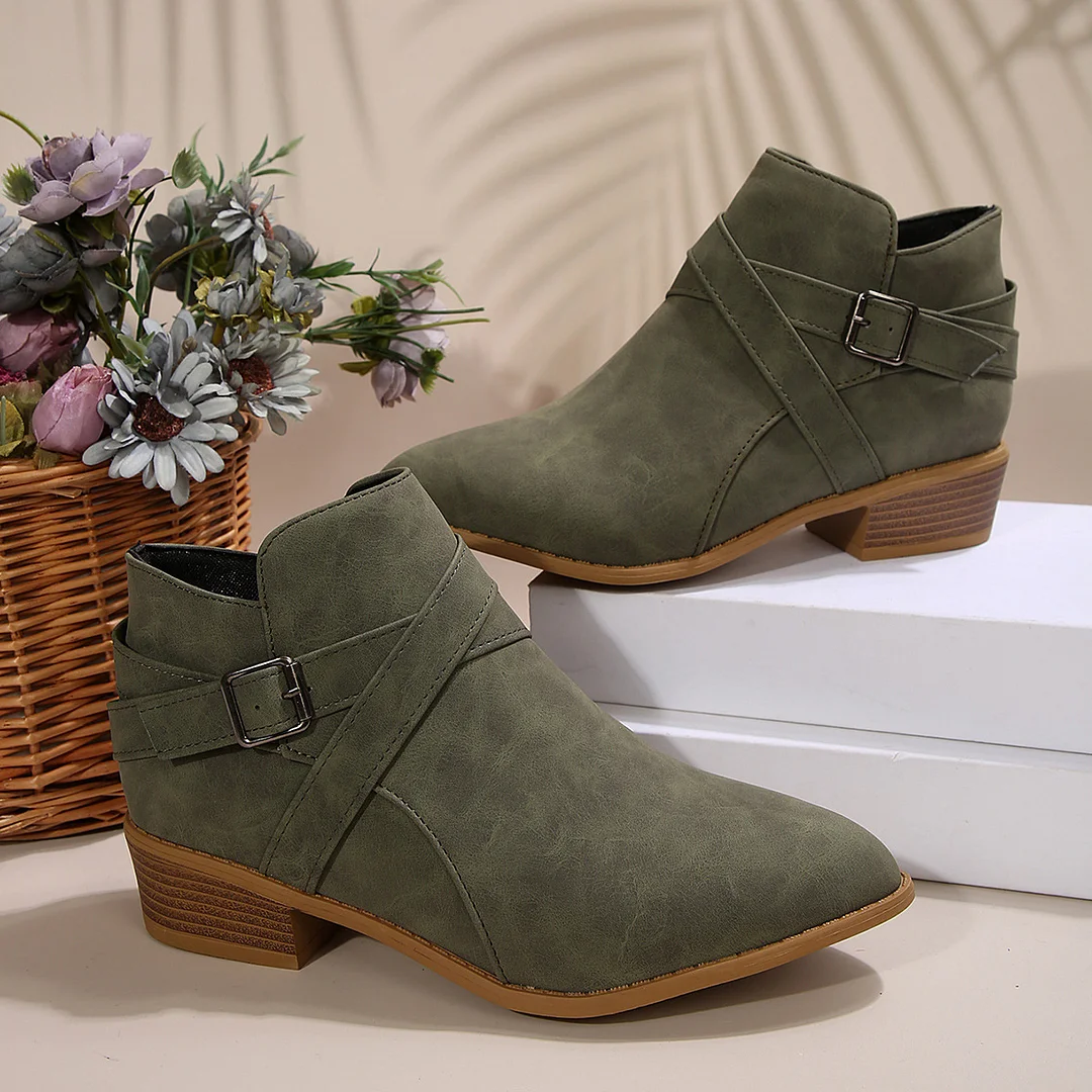 Yyvonne Autumn And Winter New Large-Size Tip Side Zipper Fashion Comfortable Short Boots Women 36-43