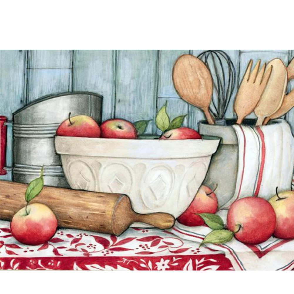 

(Multi-Size) Apple - Round/Square Drill Diamond Painting 40*30cm/50*40cm, Round diamond 30*40cm, 501 Original