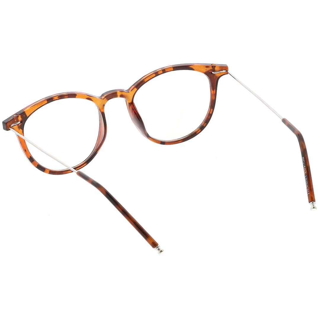 Vintage Inspired Horn Rimmed Glasses Ultra Thin Arms Round Clear Lens 48mm