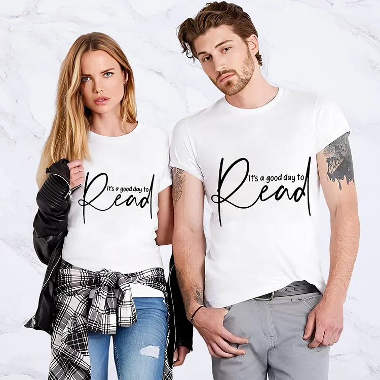 It's a good day to read Men and Women Round Neck T-shirt - BSTCA0345