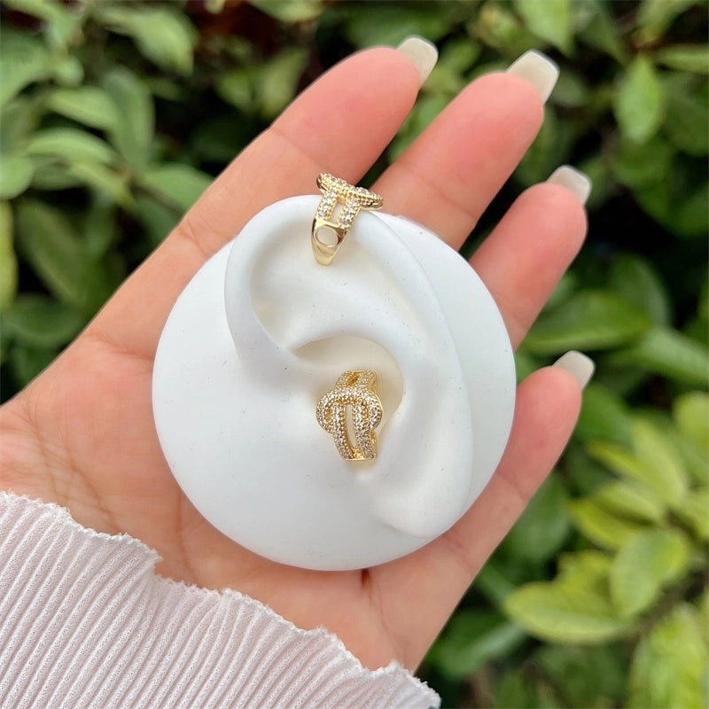 1 Pair Modern Style Minimalist Streetwear Geometric Inlay Copper Zircon 18K Gold Plated Ear Cuffs