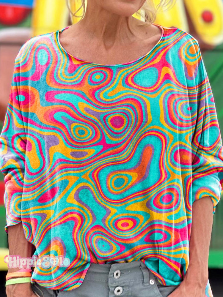 Women’s Psychedelic Vibe Print T-Shirt Multicolor / S