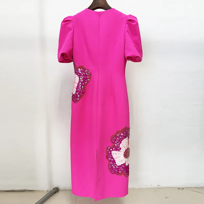 Nigikala Nigikala Star Fashion New Heavy Industry Nail Polish Slid Three-Dimensional Flower Short-Sleeved Dress