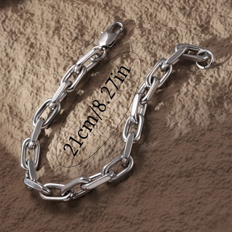 A Hip Hop Style Stainless Steel Cross Chain Thick Chain Bracelet