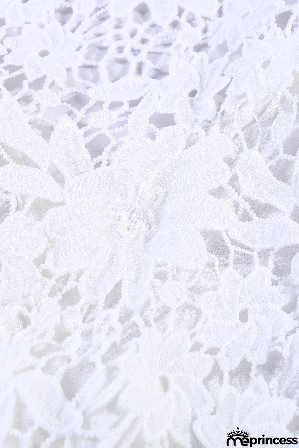 Long Sleeve Button Chic White Crochet Lace Top