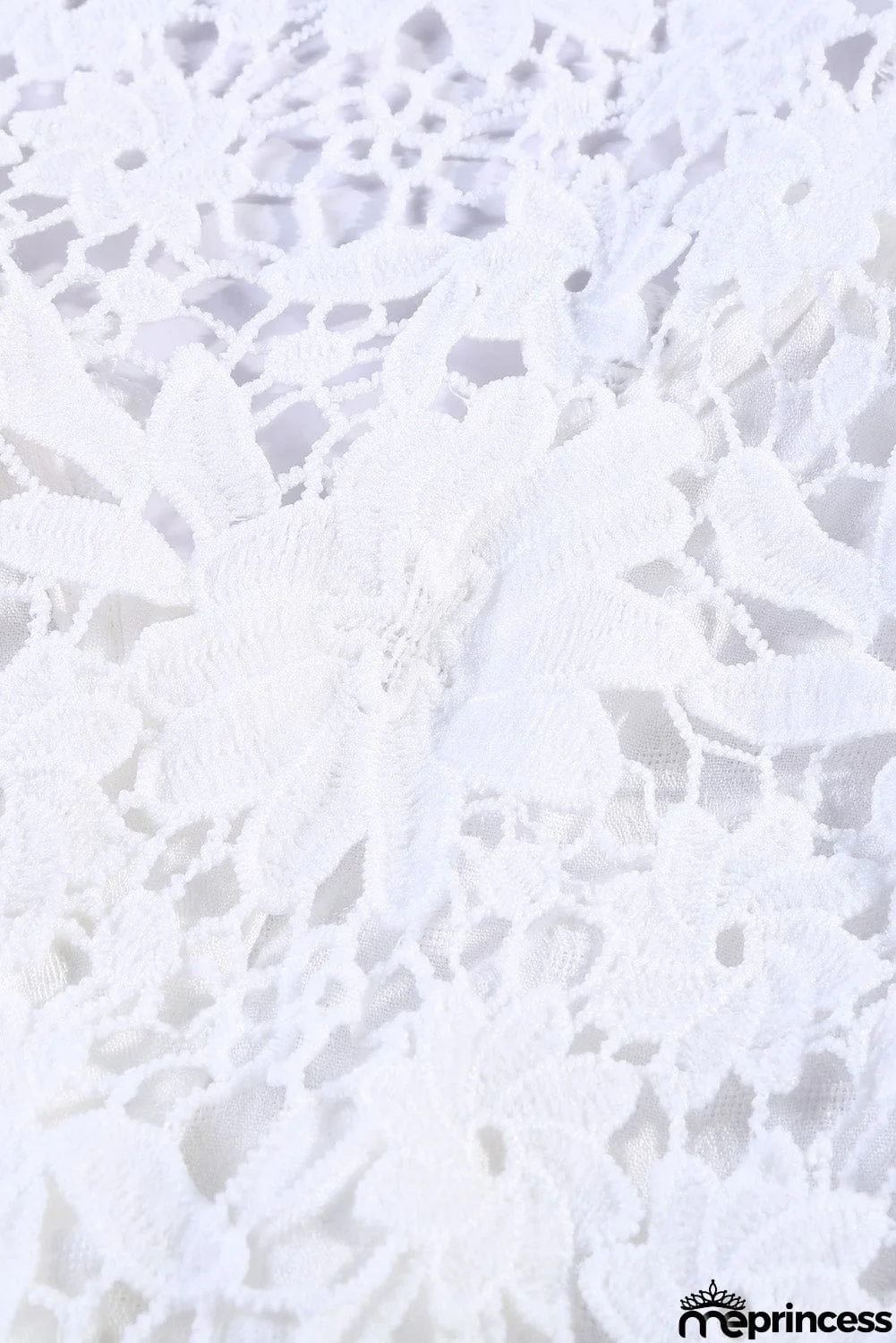 Long Sleeve Button Chic White Crochet Lace Top