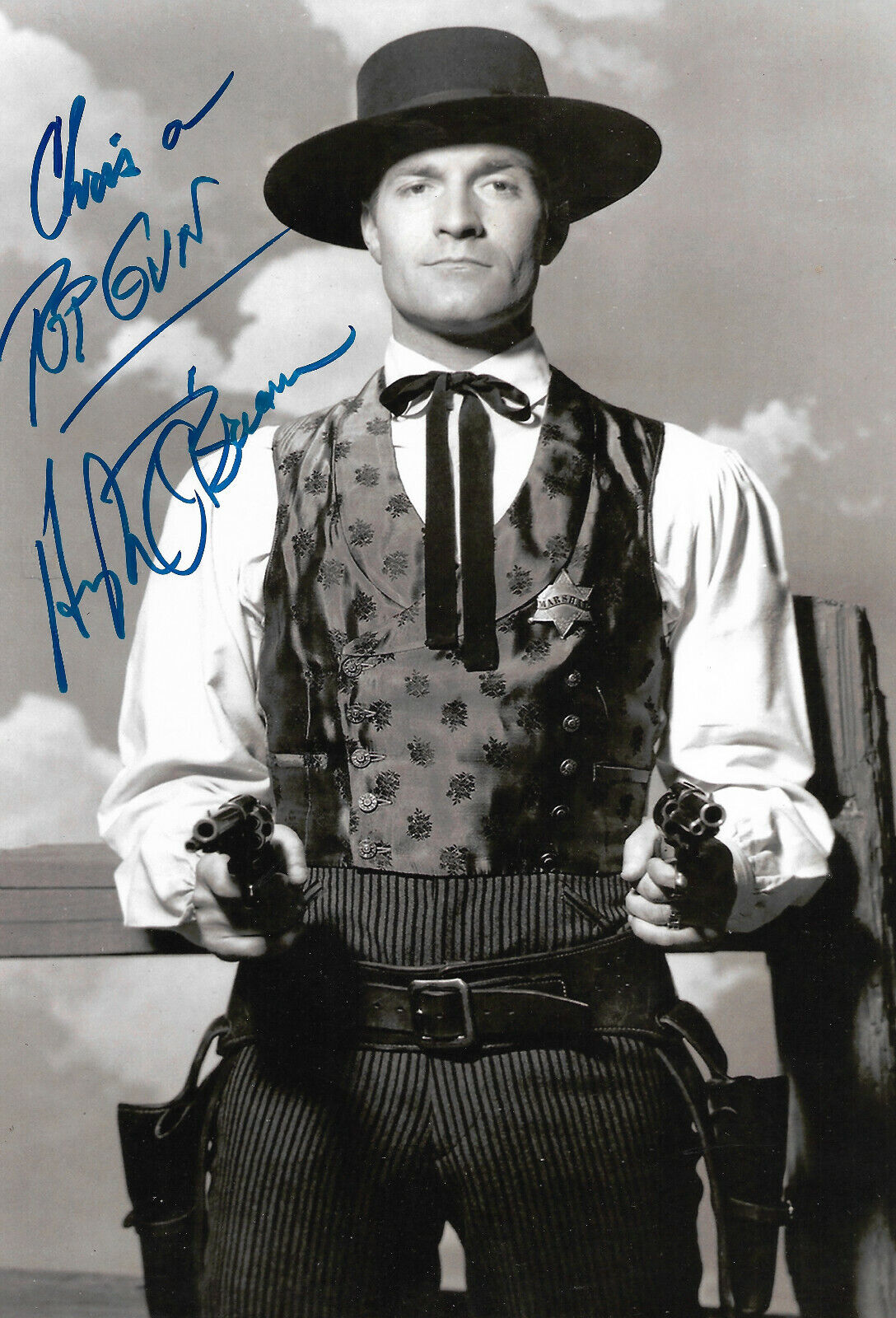 Hugh O`Brian signed 8x12 inch Photo Poster painting autograph