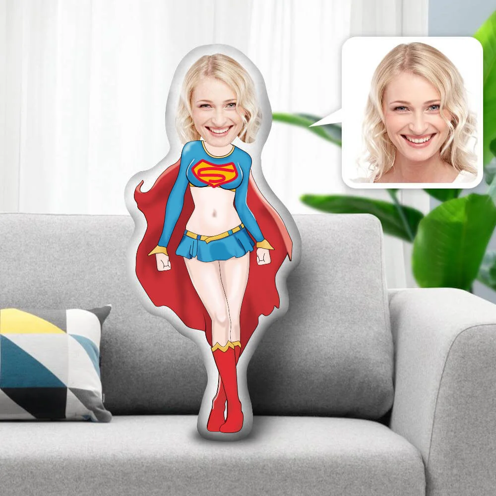 My Face Pillow Custom Pillow Face Body Pillow Superwoman with Cape Personalized Photo Pillow Gift Pillow Toy Throw Pillow MiniMe Pillow Dolls and Toys