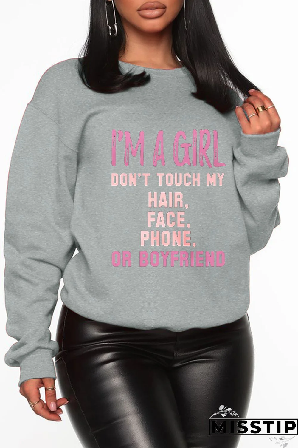 Black Casual Street Print Patchwork Letter O Neck Tops