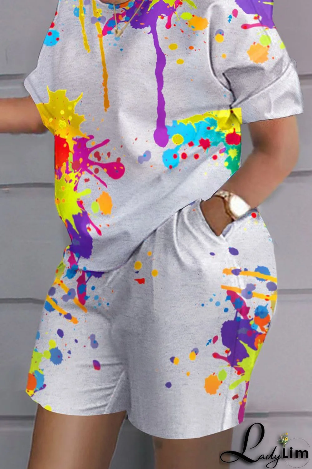 Black Casual Street Print Patchwork O Neck Two Pieces