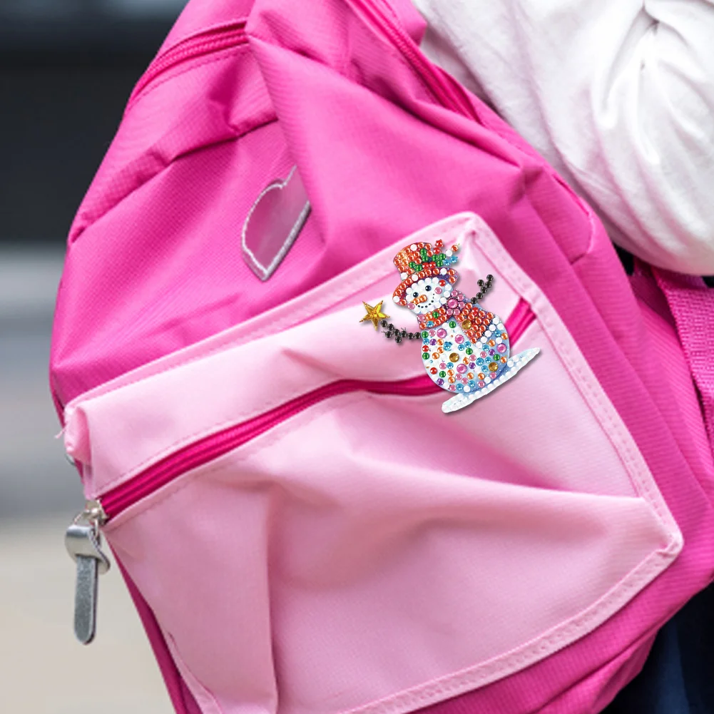 4Pcs Acrylic Special Shaped Christmas DIY Diamond Art Brooch Kit for Women Girls