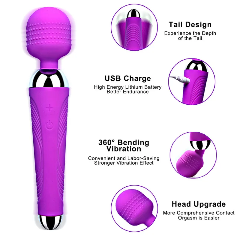 Wireless AV Vibrator Magic Wand for Women USB Rechargeable Massager