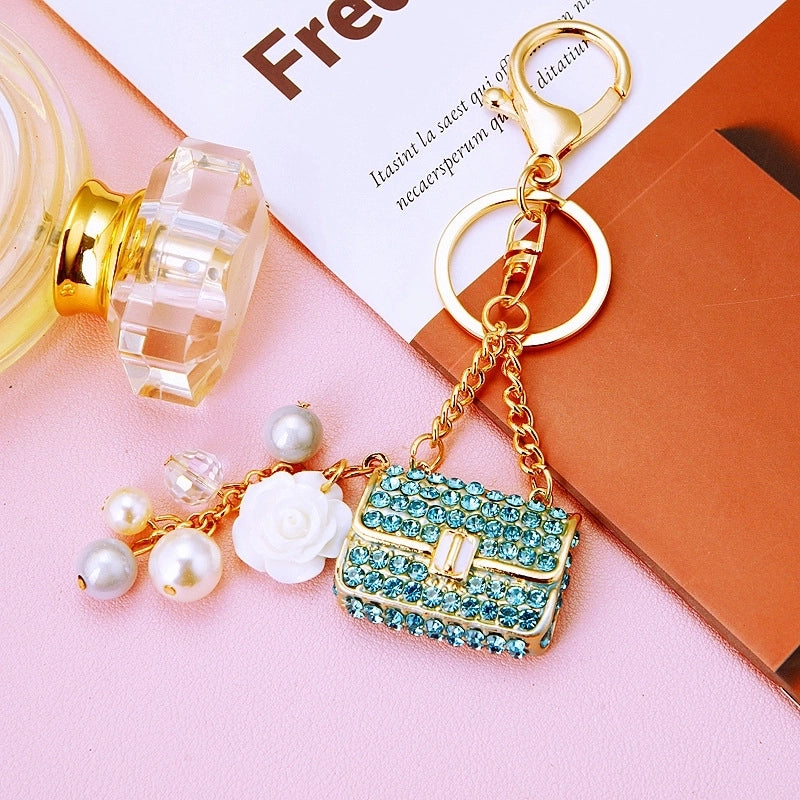 Elegant Korean Style Bag Metal Inlay Rhinestones Women’s Bag Pendant Keychain