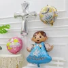 20PCS Babyshower Cross Baptism Ceremony Aluminum Film Balloons Community Party Festive Decors