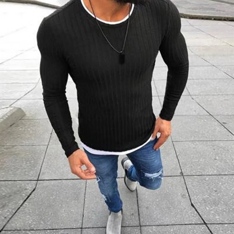 Solid Fake Two-Pirces Casual Knitted Top