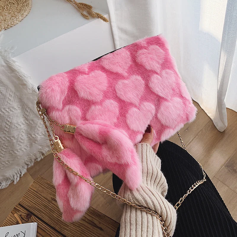 Chain Plush Pink Bag BE857