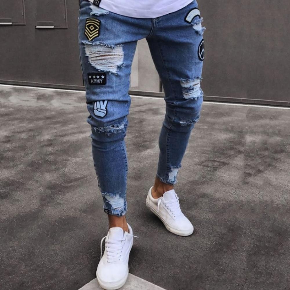 High Waist Hole Zipper Jeans