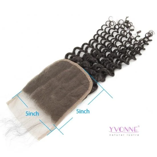 Yvonne Hair Deep Wave 5x5 Lace Closure Free Part Swiss Lace Natural Human Hair Closure With Baby Hair