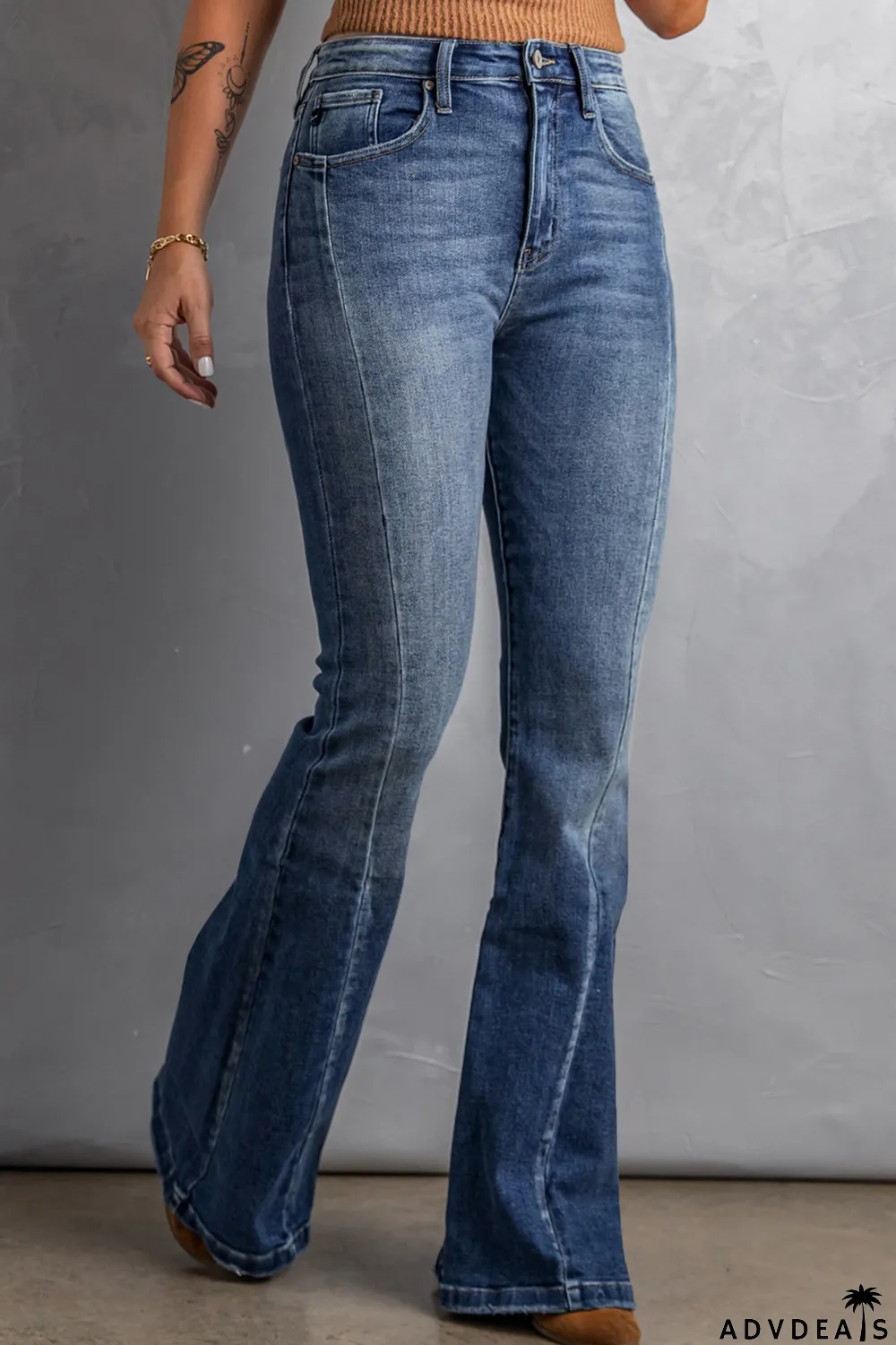 Blank Apparel - High Waist Flare Jeans with Pockets