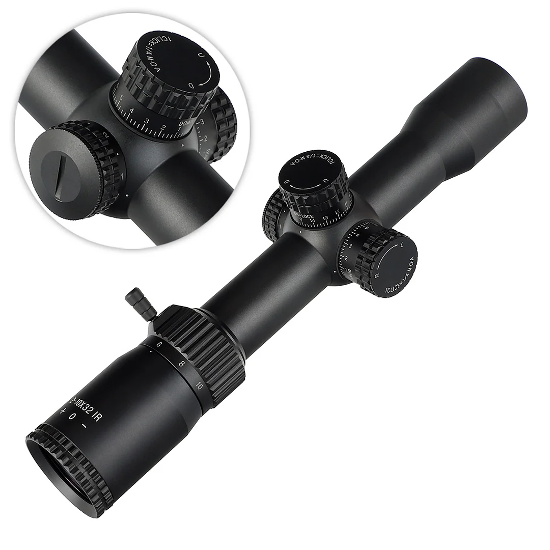 ohhunt&reg; 2-10X32 IR 30MM SFP Red Illuminator Glass Etched Reticle Tactical Scope