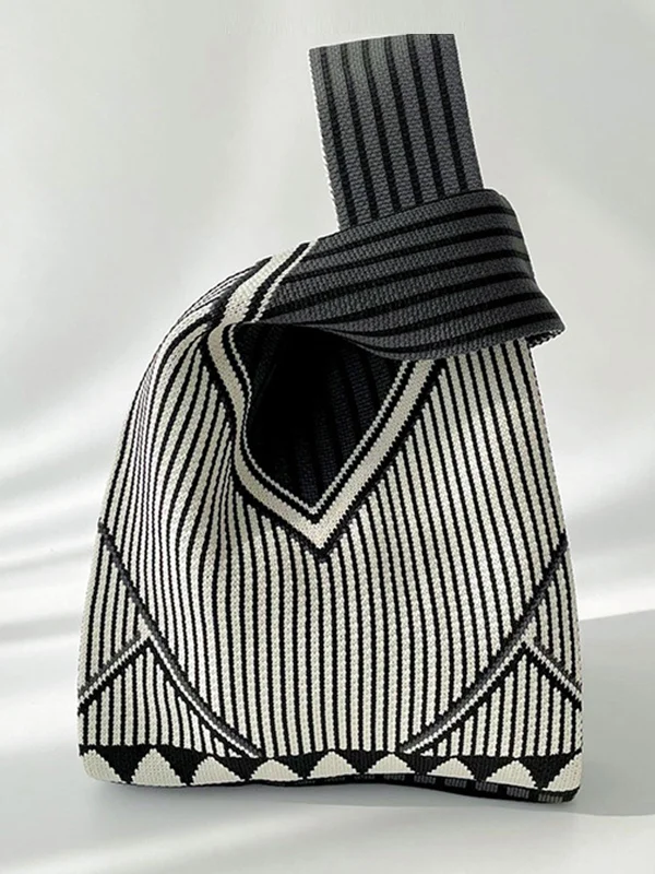 Woven Striped Split-Joint Handbags Bags