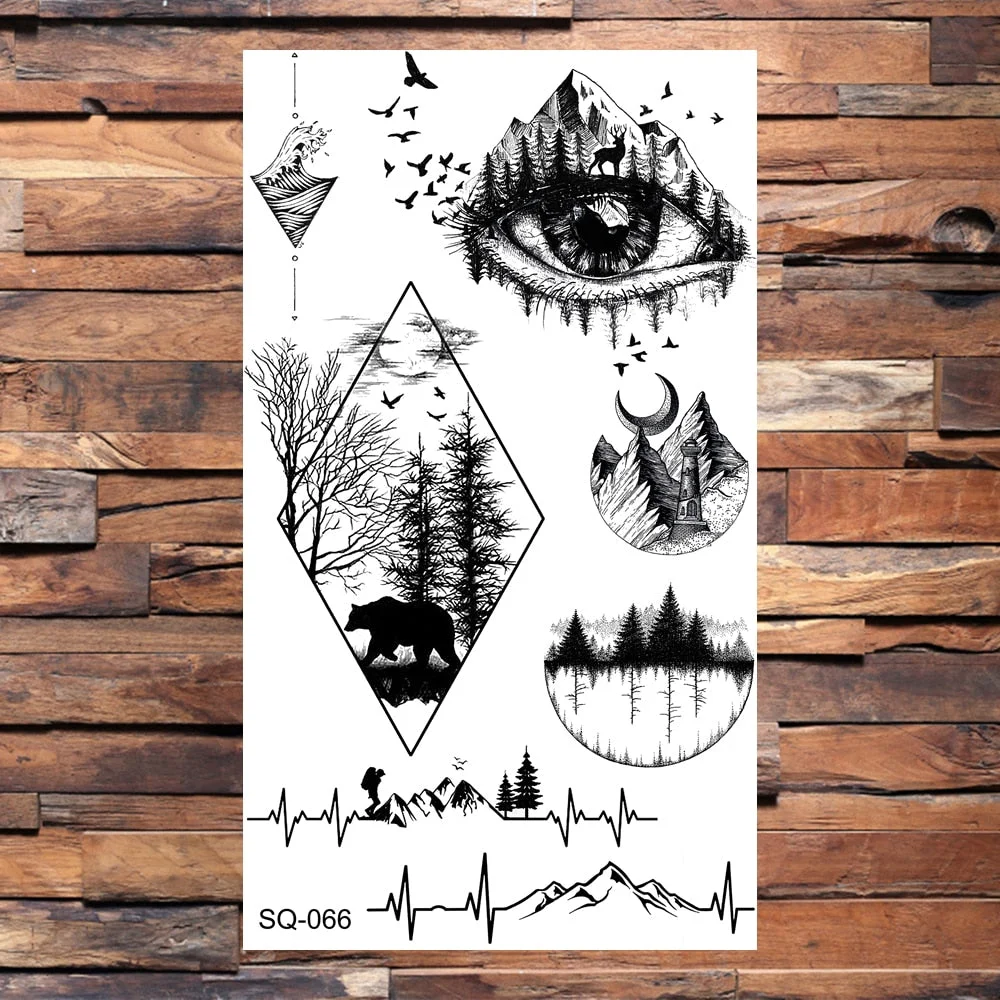 Black Butterfly Temporary Tattoos For Women Girls Realistic Eye Halloween Crown Fake Tattoo Sticker Sexy Body Arm Tatoos DIY