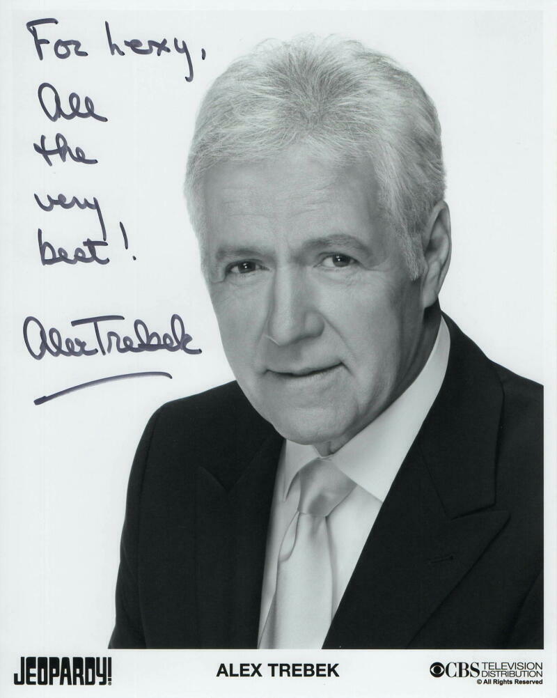 ALEX TREBEK SIGNED AUTOGRAPH 8X10 Photo Poster painting - WHO IS LEGENDARY JEOPARDY! HOST RARE!