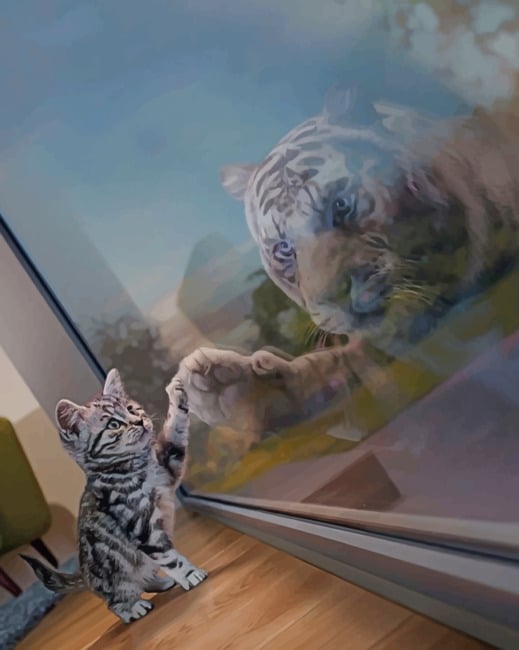 

Cat Reflection – Paint By Numbers - 40*50CM, 501 Original