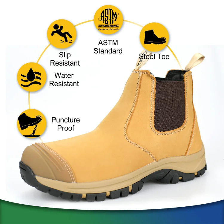 Men's Steel Toe Waterproof Slip Resistant Kevlar Puncture Proof Slip On ASTM F2413-18 EH Work Boots