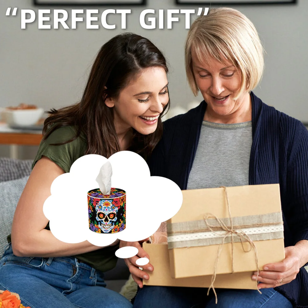 Flower Skeleton DIY Diamond Painting Handmade Tissue Holder Crystal Tissue Box