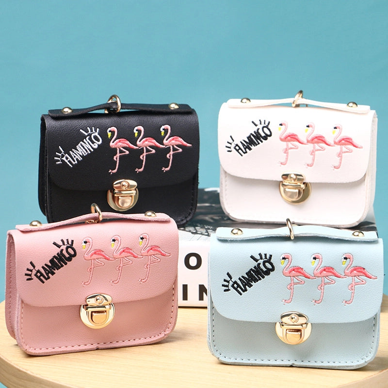 Women's Letter Flamingo Pu Leather Lock Clasp Coin Purses