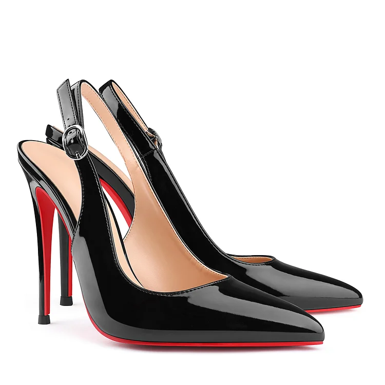 120mm Women's Pointed Toe Slingback Heels Red Bottoms Pumps Dress Shoes VOCOSI VOCOSI