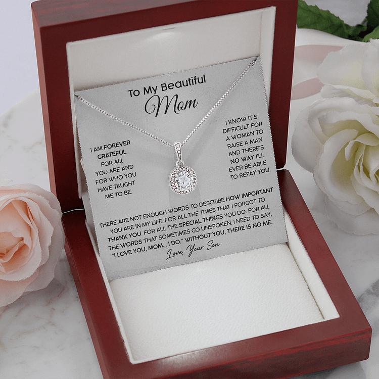 To My Beautiful Mom S925 Sterling Silver Necklace "FOR ALL THE TIMES THAT I FORGOT TO THANK YOU"