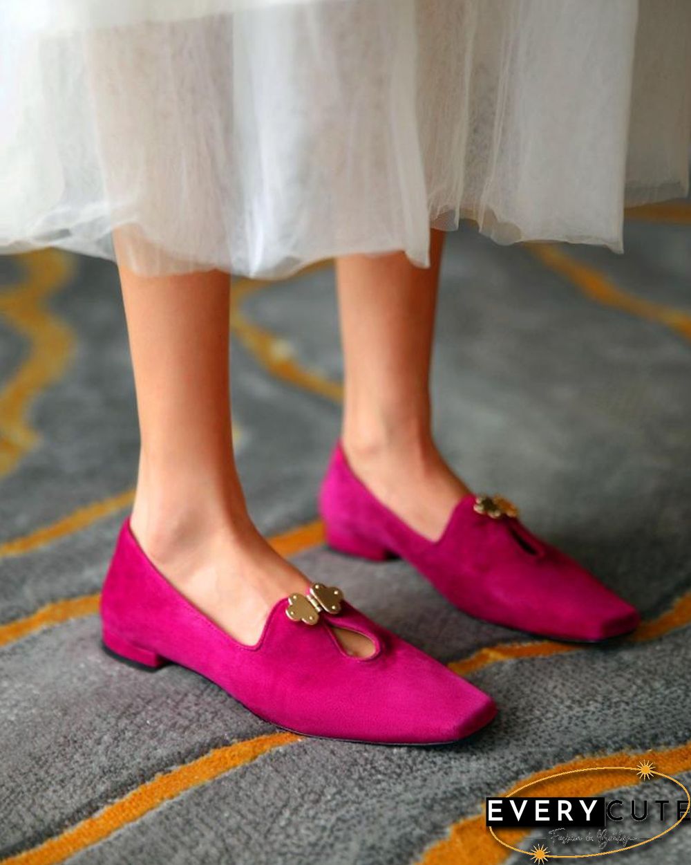 Suede Square Toes Loafers Slip-on